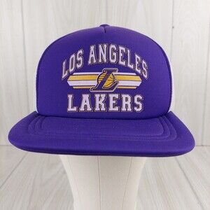 Adidas Los Angeles Lakers Hat Cap Purple‎ Snapback Trucker Foam Mesh OSFA NBA